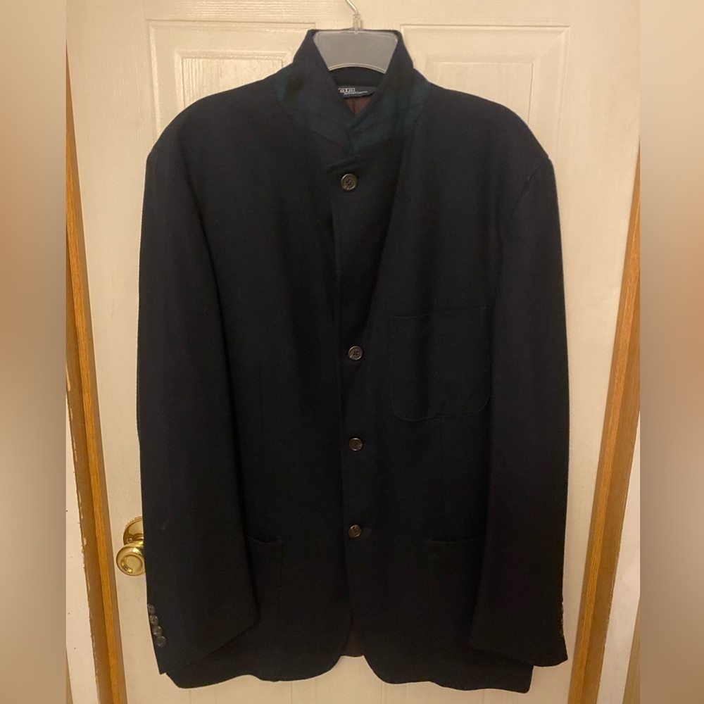 Polo Ralph Lauren Wool Blazer/Coat with Tartan Plaid Collar